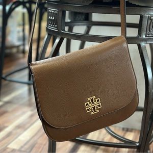 Tory Burch tumbled leather Britten saddlebag